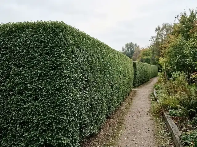 Dieselbe Hecke nach dem Formschnitt mit gerader Oberkante